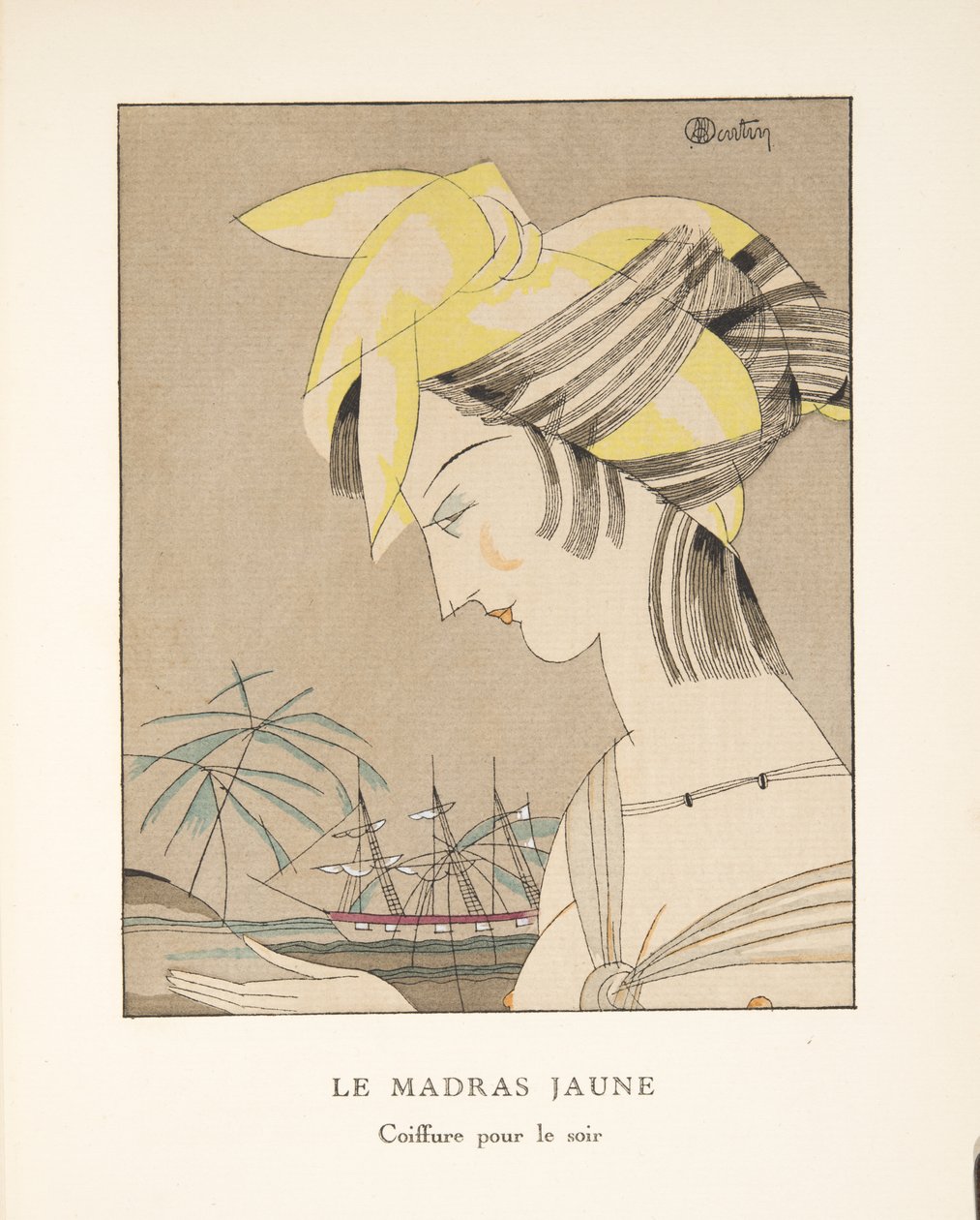 Le Madras Jaune, ze sbírky módních talířů, 1920 (pochoir print) od Charles Martin