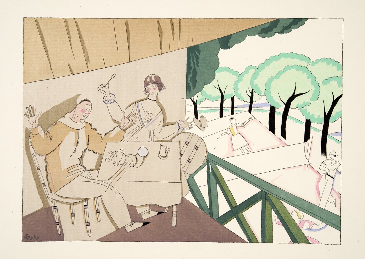 Le Tennis, od Sports & Entertainment, hospoda. 1914 (tisk šablony) od Charles Martin