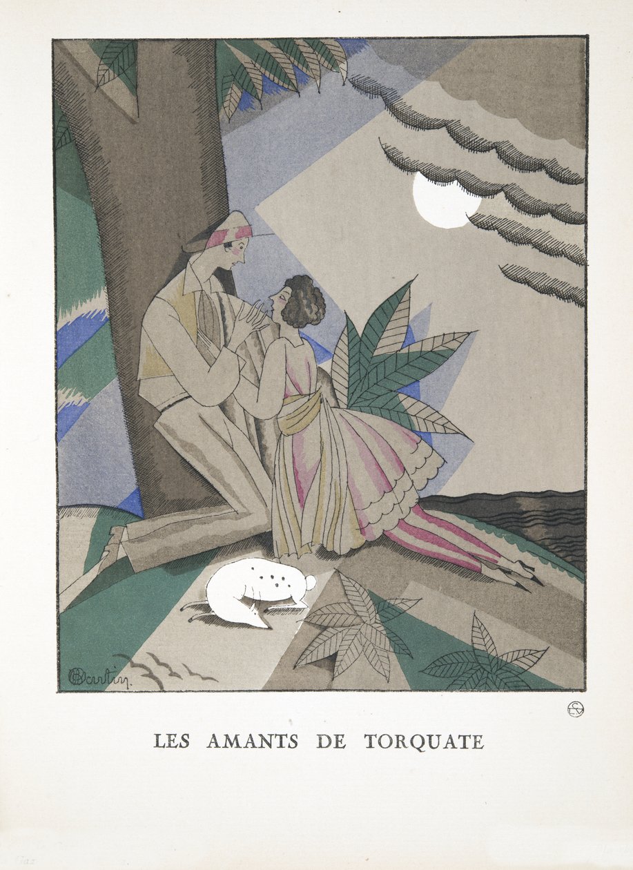 Les Amants de Torquate, z kolekce módních talířů, 1921 (tisk šablony) od Charles Martin