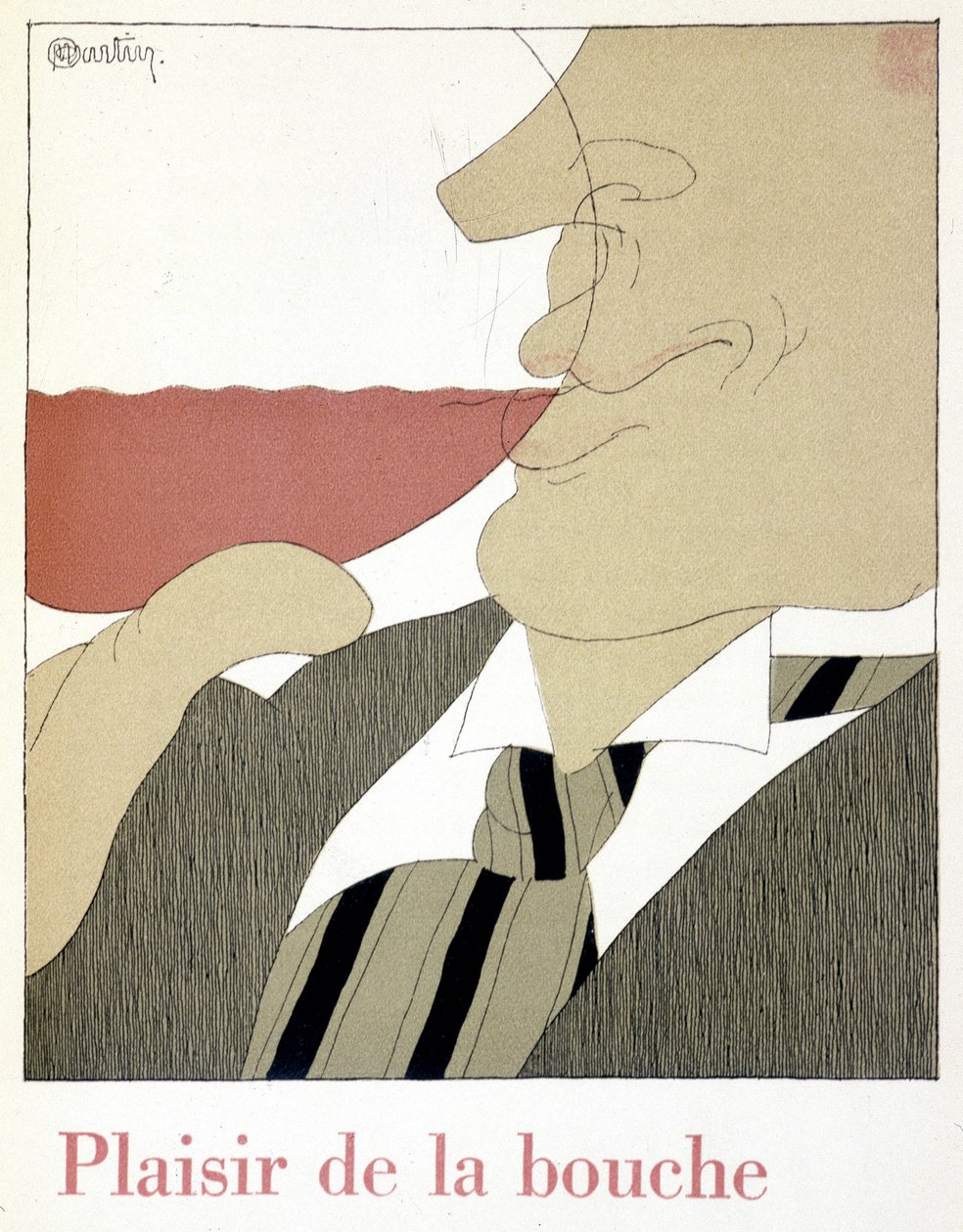 Potěšení úst - v „“ Monseigneur le vin“, kresba Charlese Martina (1884-1934), brožura Nicolas Establishments od Charles Martin