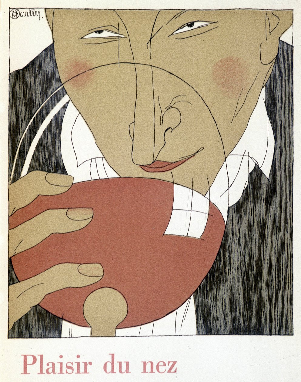 Potěšení z nosu - v „Monseigneur le vin“, kresba Charlese Martina (1884-1934), brožura Nicolas Establishments od Charles Martin