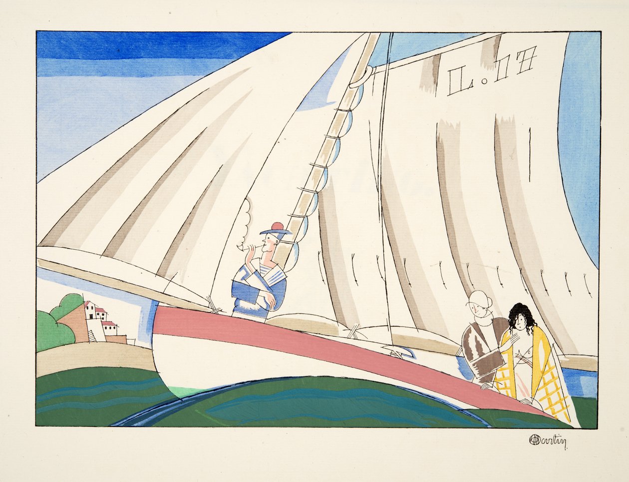 Jachting od Sports & Entertainment, hospoda. 1914 (tisk šablony) od Charles Martin