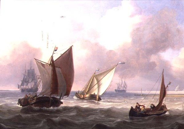 Dutch Pinks in a Swell off a Jetty od Charles Martin Powell