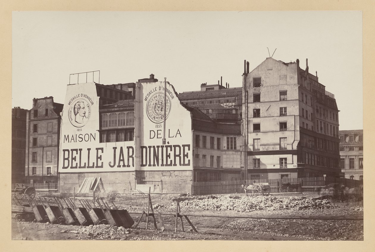 La Belle Jardinère: obchod v ulici Rue de la Cité během jeho demolice, Paříž od Charles Marville