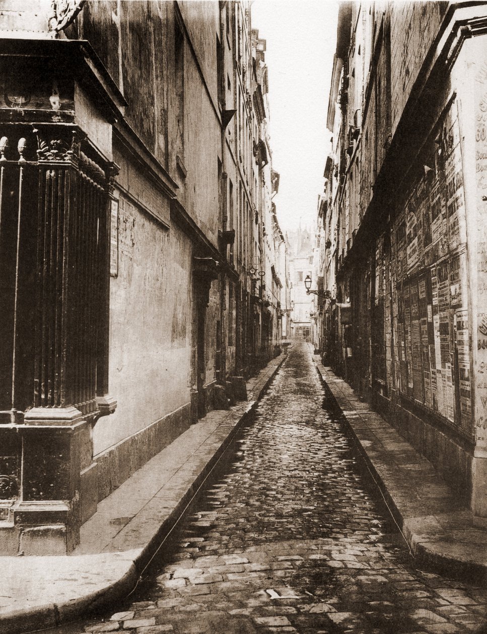 Rue Visconti v Paříži převzato z rue de Seine. 6. obvod. od Charles Marville