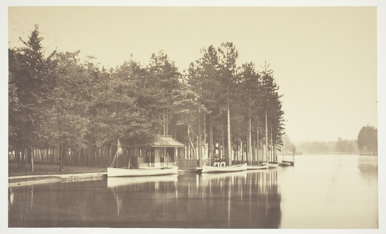 Bez názvu, c. 1850. [Loď na jezeře v Bois de Boulogne, park v Paříži]. od Charles Marville
