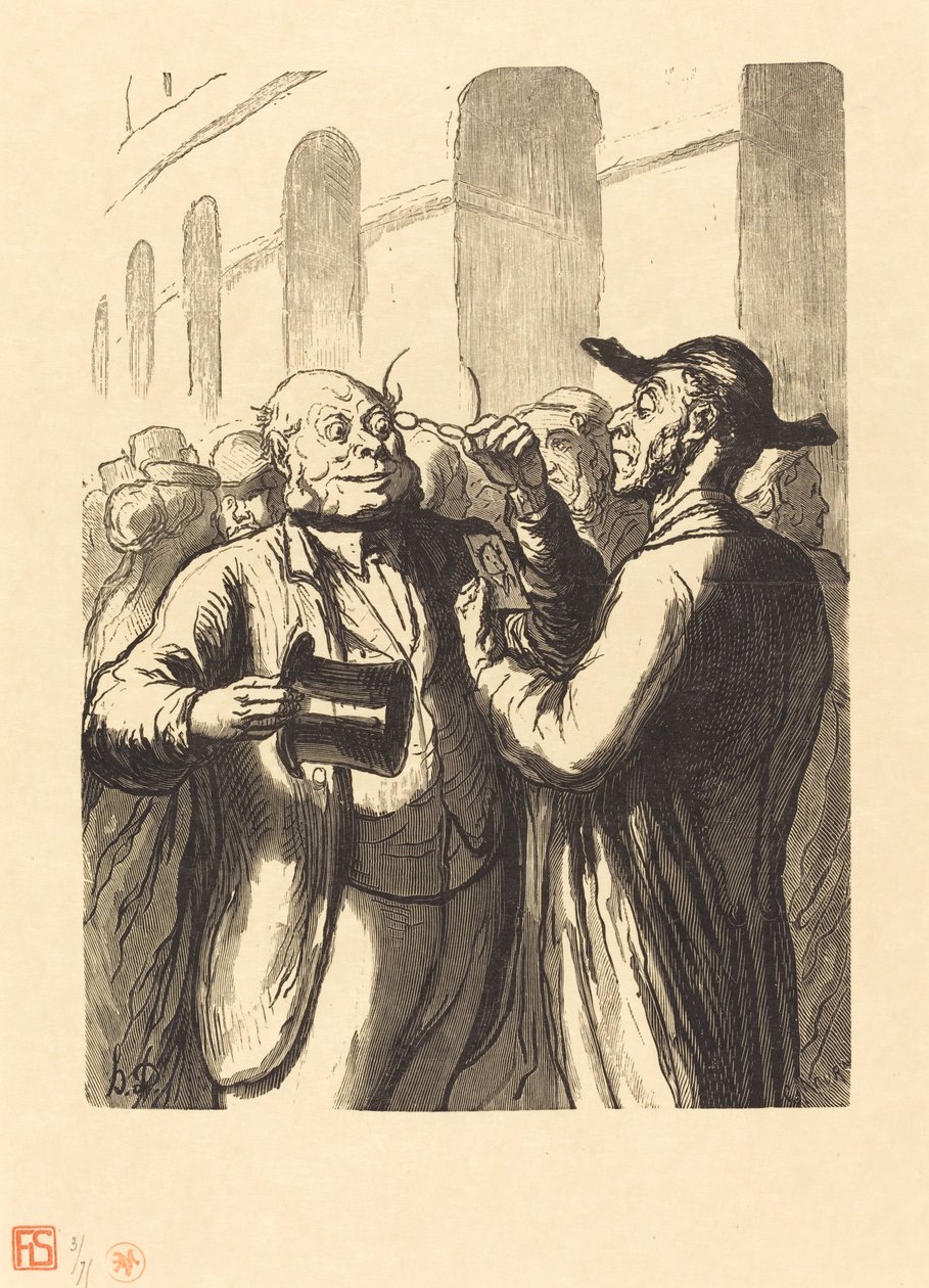 Univerzální výstava: Inspekce fotografií na turniketech od Charles Maurand after Honoré Daumier