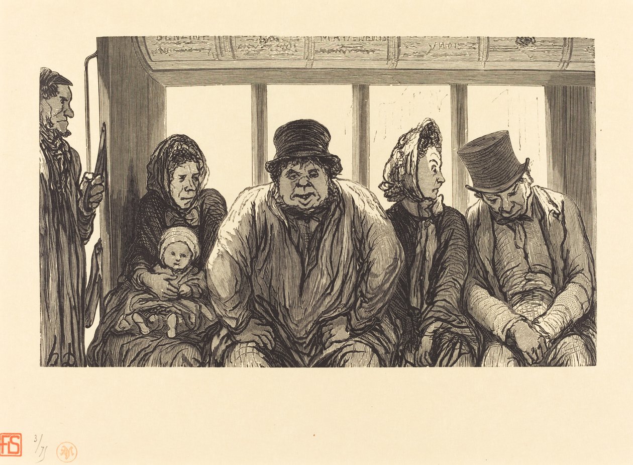 Interiér omnibusu od Charles Maurand after Honoré Daumier