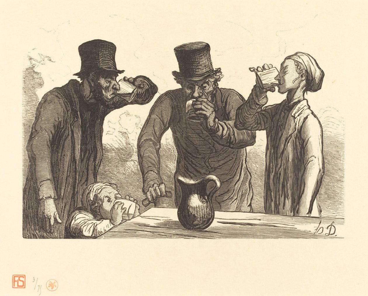 Fyziologie pijáka: čtyři věky od Charles Maurand after Honoré Daumier