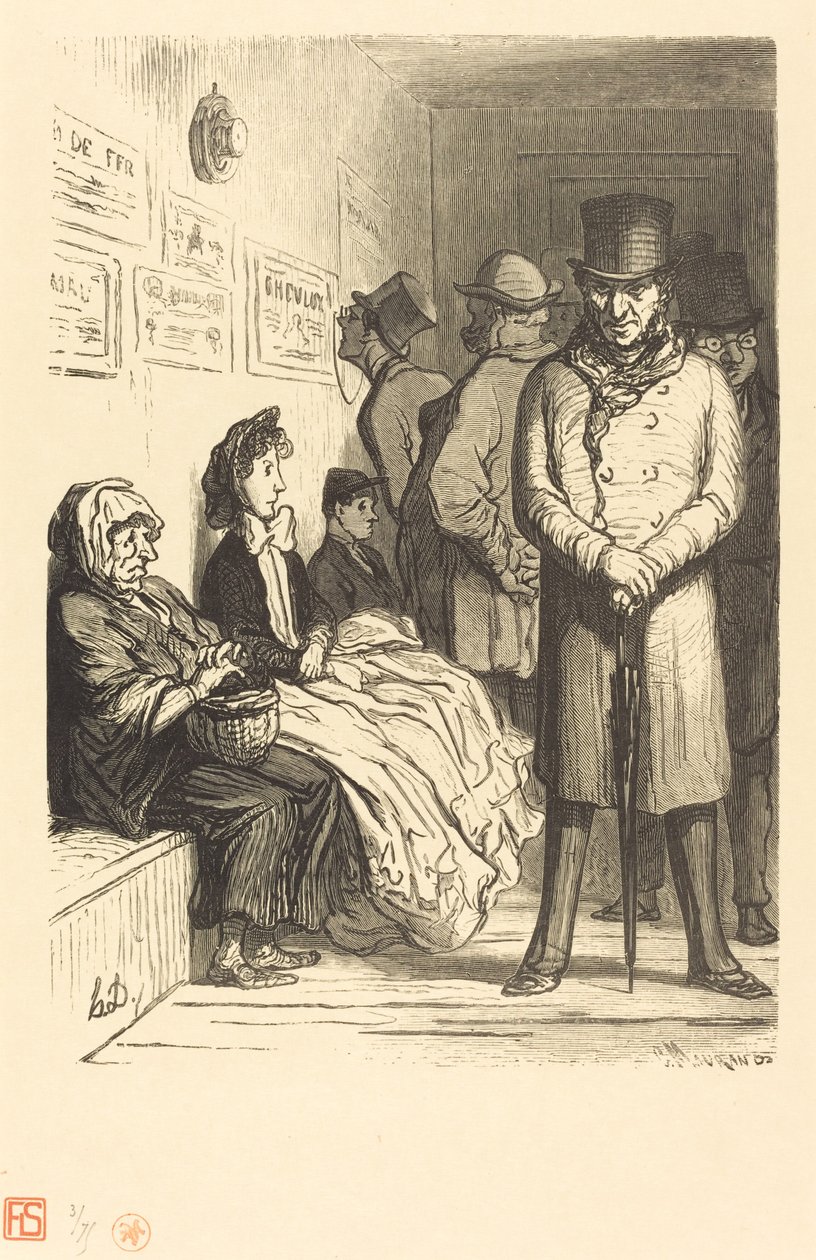 Omnibusová čekárna od Charles Maurand after Honoré Daumier