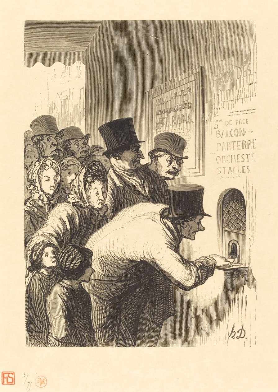 Divadelní pokladna od Charles Maurand after Honoré Daumier
