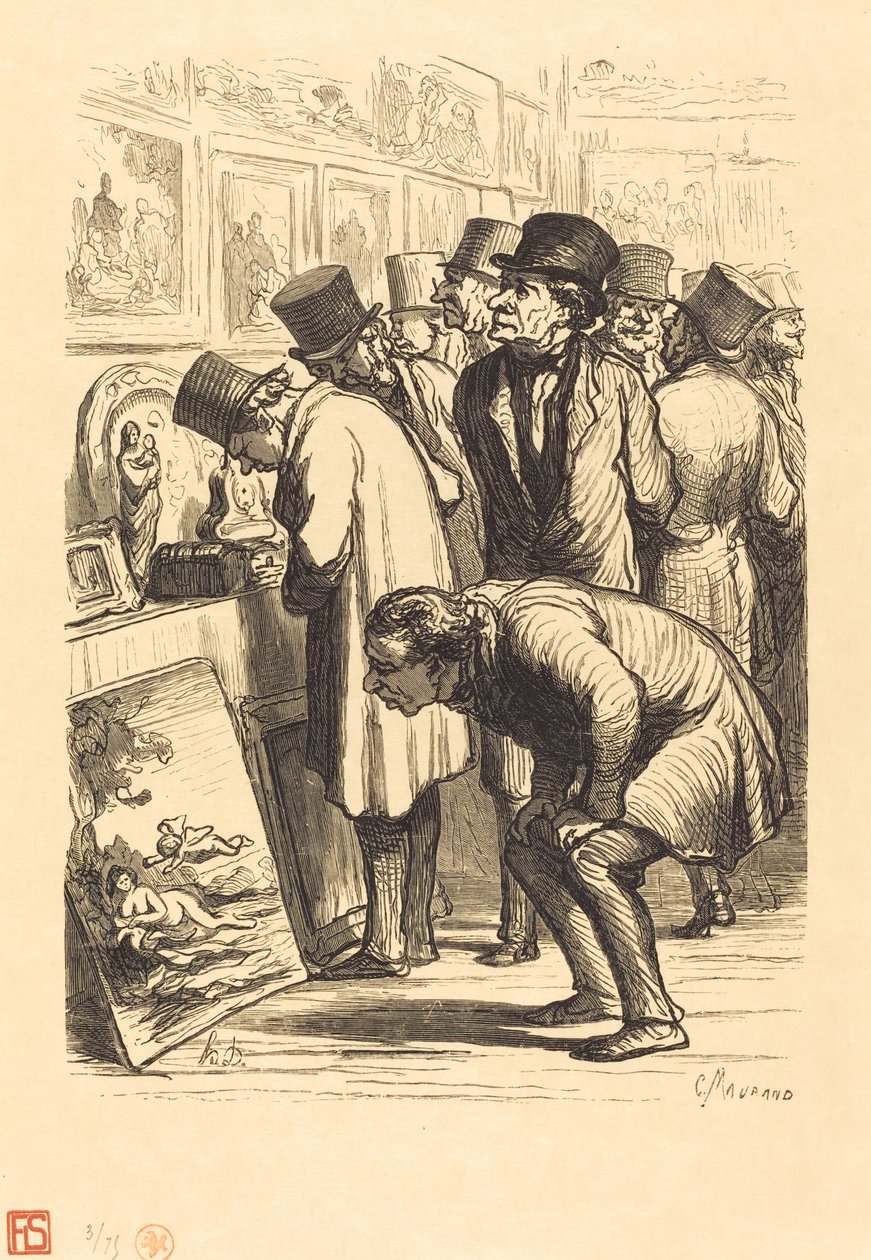 Pokoj hotelu Drouot v den výstavy od Charles Maurand after Honoré Daumier