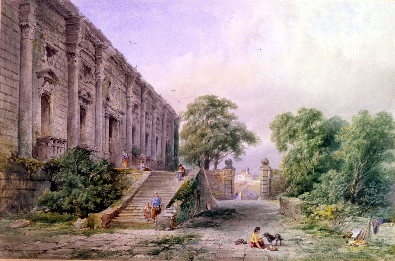 Pohled na východní frontu hradu Nottingham, 1879 (wc na papíře) od Charles McArthur