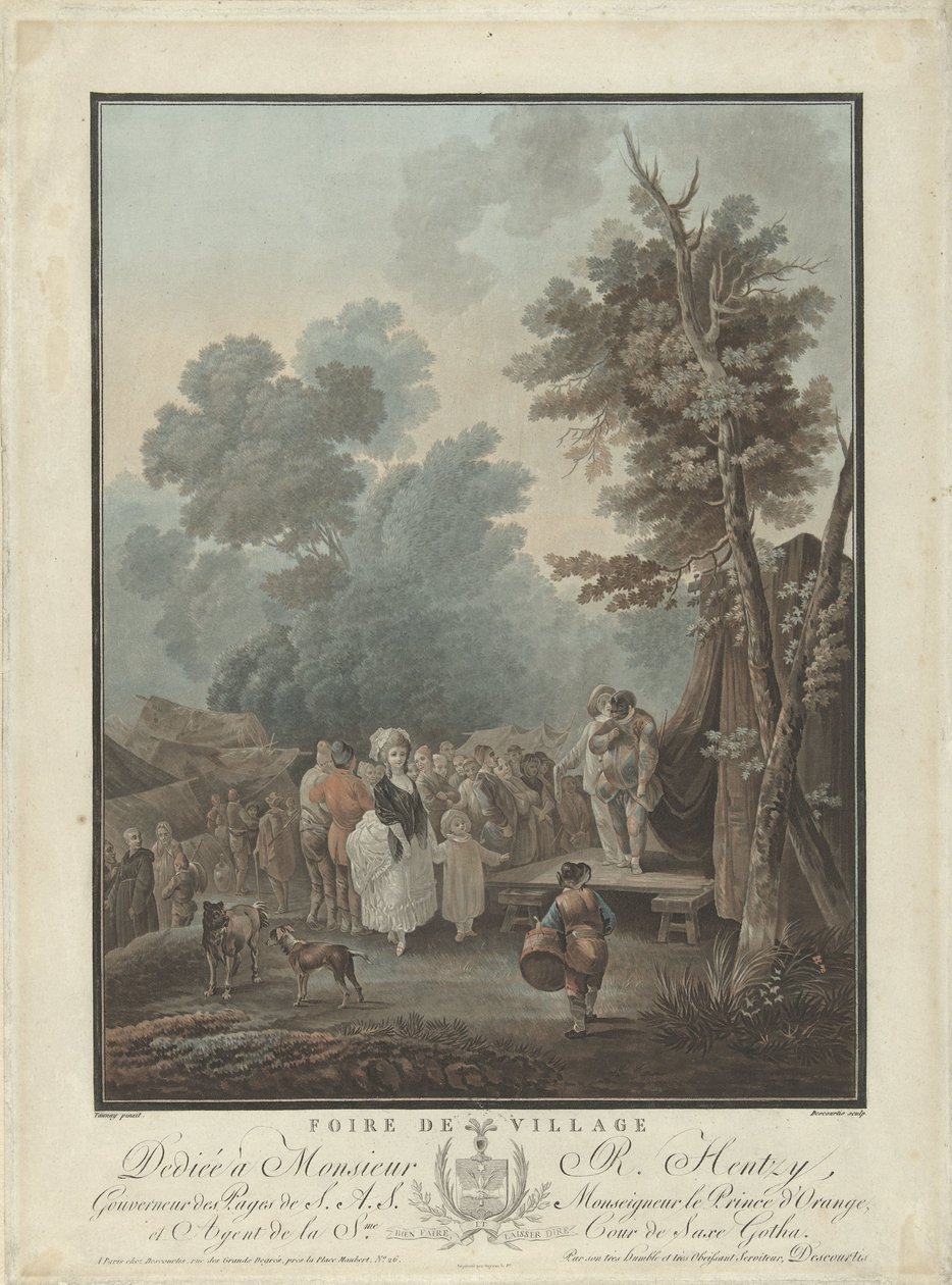 vesnická slavnost Foire de Village (název na objektu) Čtyři žánrové scény (název série) od Charles Melchior Descourtis