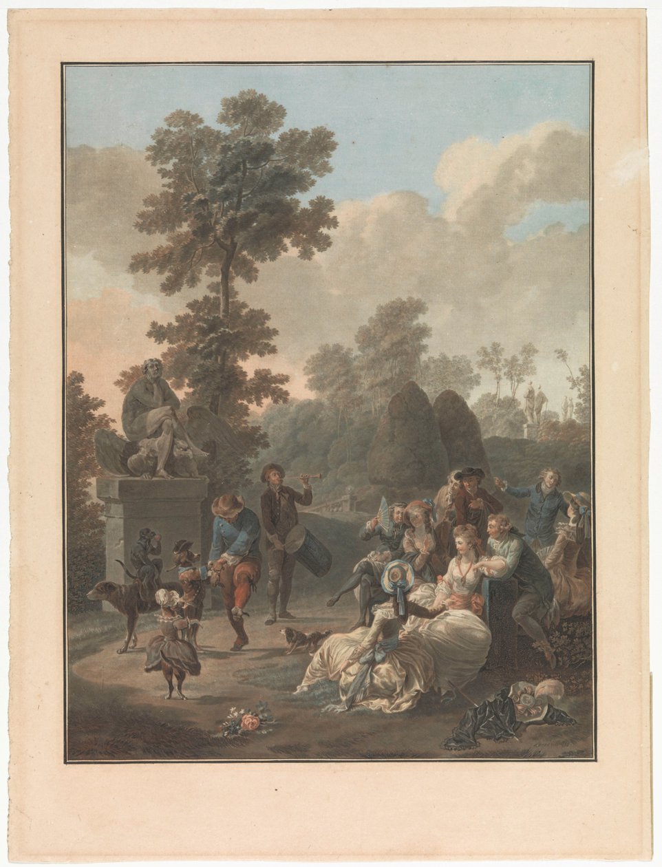 Čtyři scény života na vesnici buben Le Tambourin Čtyři žánrové scény života na vesnici (název série) od Charles Melchior Descourtis