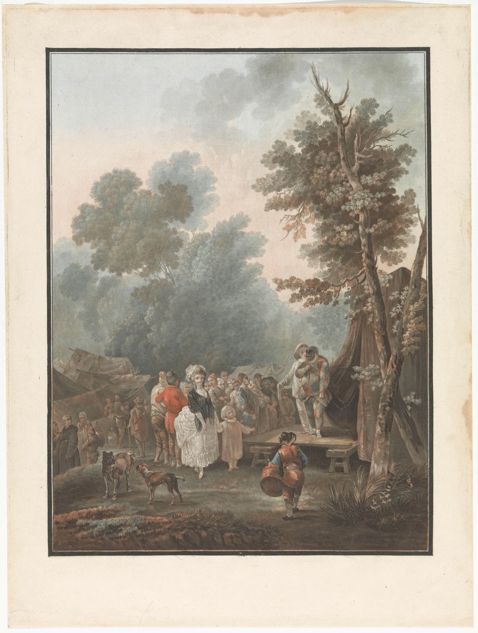 Čtyři scény života na vesnici vesnická slavnost Foire de Village Čtyři žánrové scény života na vesnici (název série) od Charles Melchior Descourtis