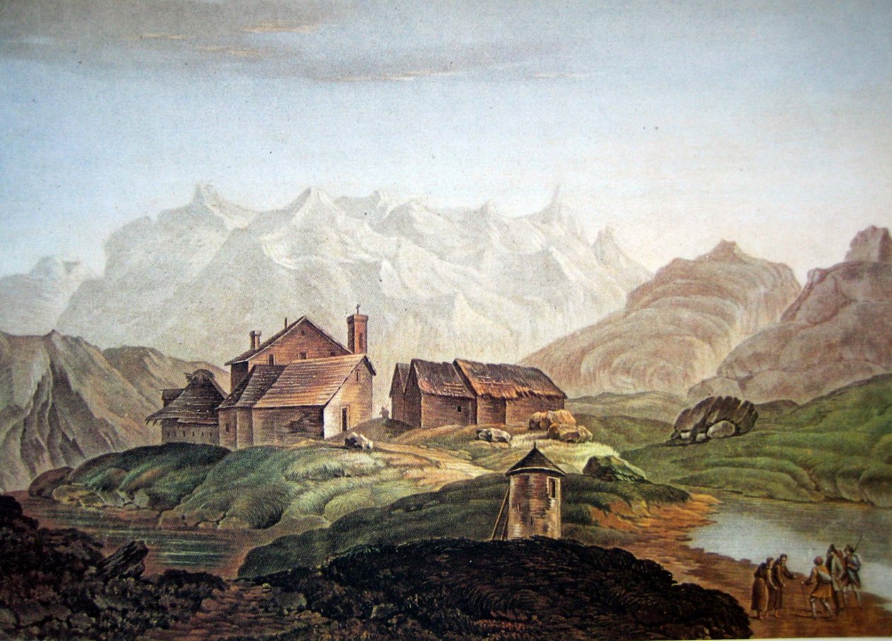 Gotthardský hospic 1785 od Charles Melchior Descourtis