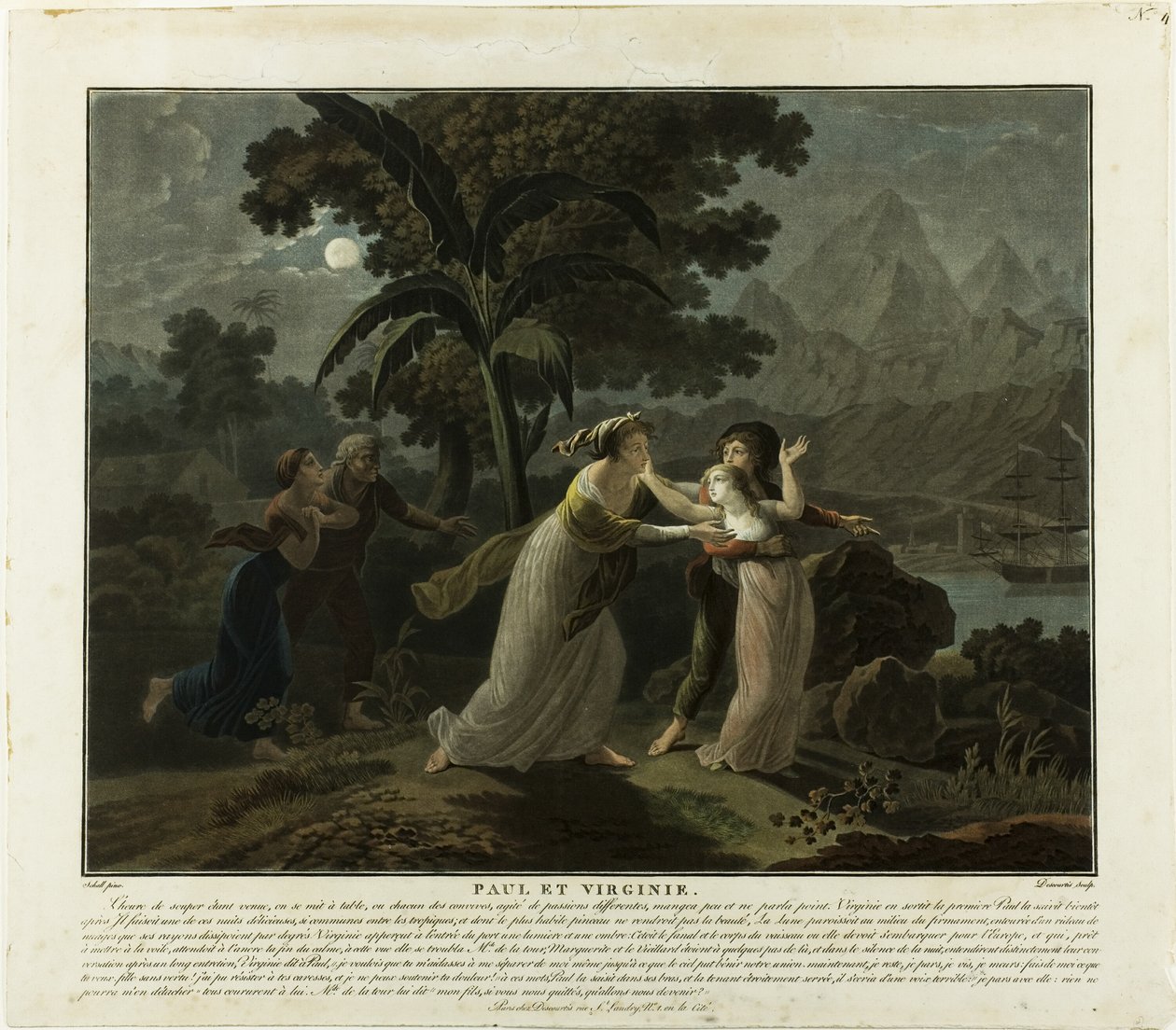 Odjezd, deska 4 z knihy Paul et Virginie od Charles Melchior Descourtis
