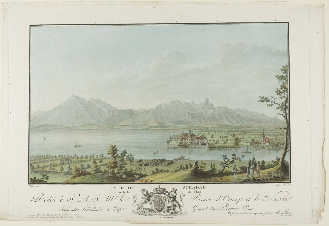 Pohled ze Schadau na Thunské jezero od Charles Melchior Descourtis