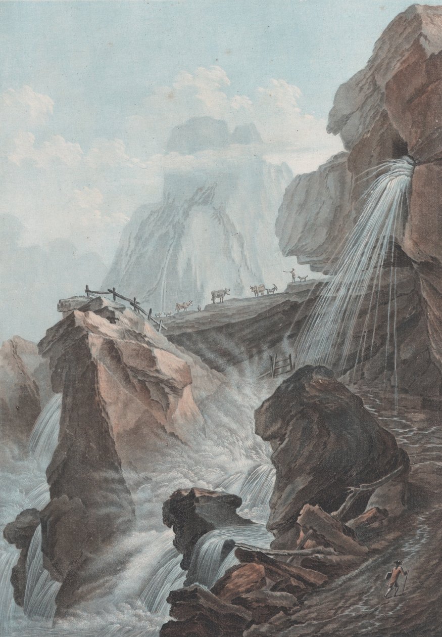 Pohled na vodopád bystřiny Gelten, 1785. od Charles Melchior Descourtis