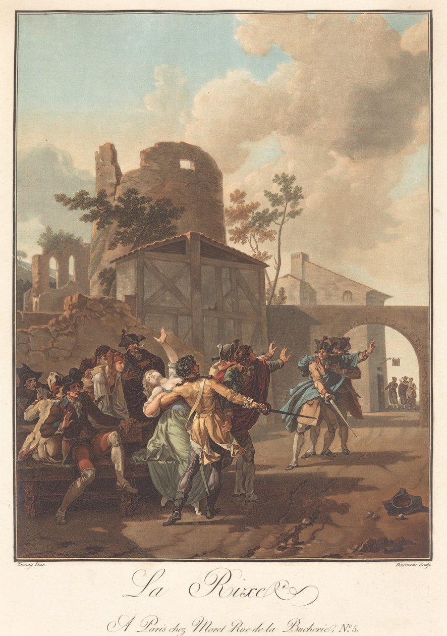 La Rixe (The Brawl) od Charles Melchior Descourtis after Nicolas Antoine Taunay