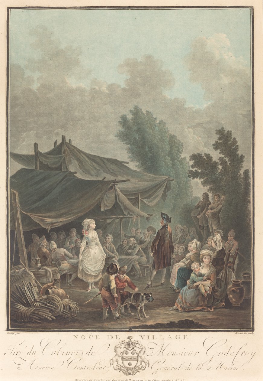 Noce de Village (vesnická svatba) od Charles Melchior Descourtis after Nicolas Antoine Taunay
