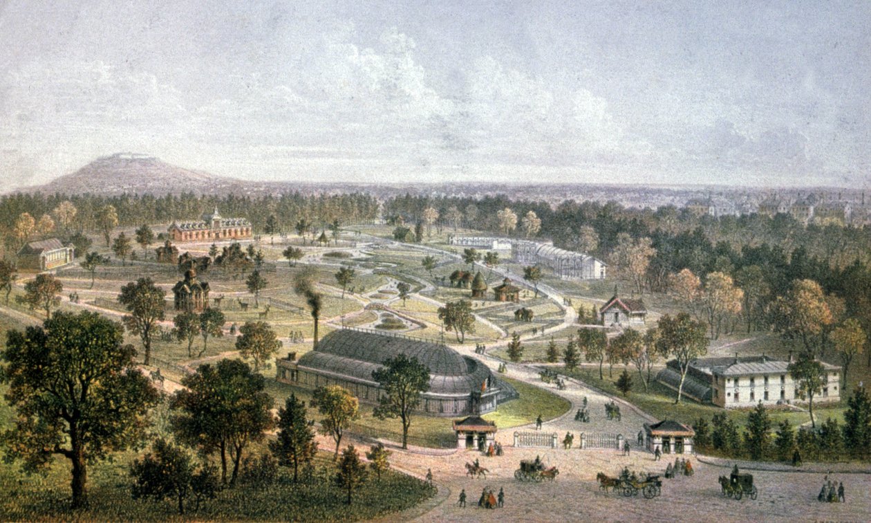 Bouloňský lesík a aklimatizační zahrada, cca 1860 (litografie) od Charles Mercereau
