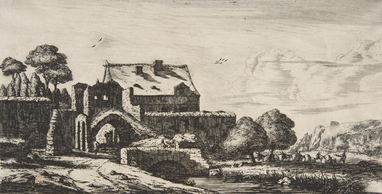 Vodní mlýn poblíž Saint-Denis, 1850. od Charles Meryon