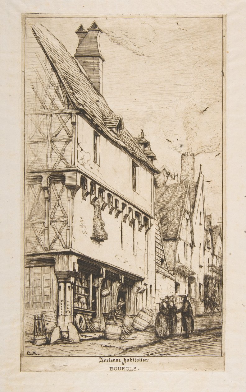 Starý dům neboli Dům hudebníka, Bourges od Charles Meryon