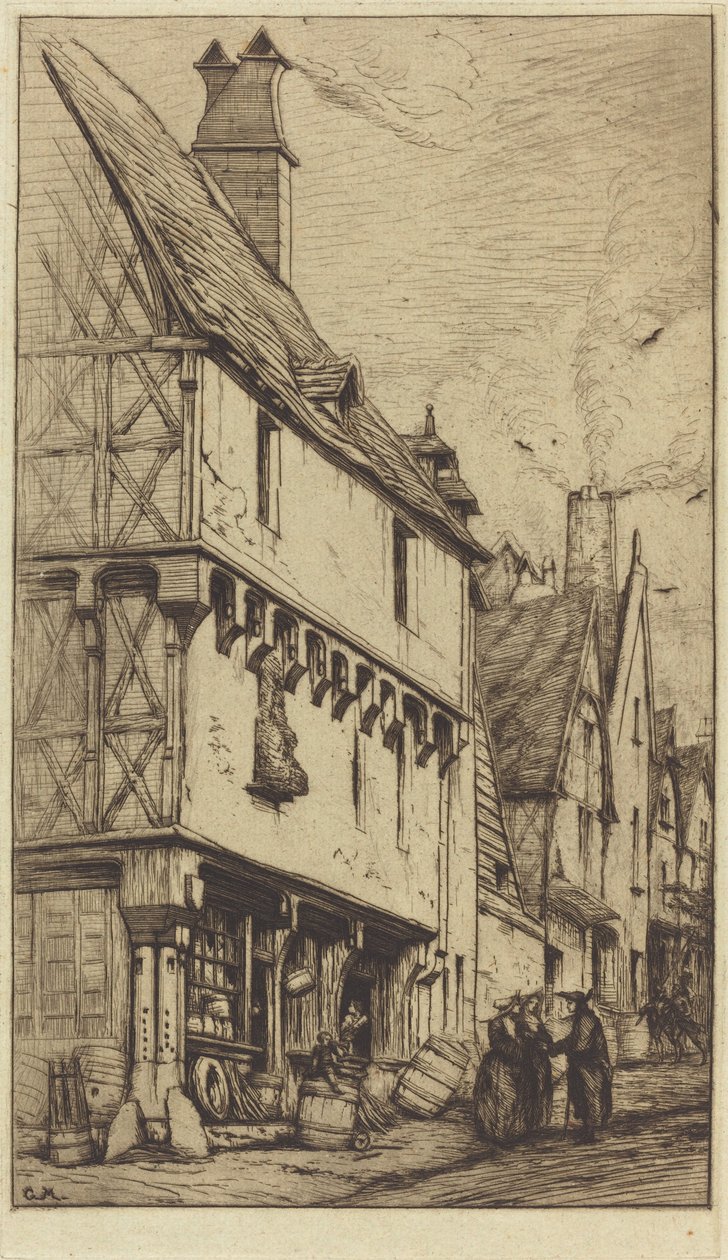 Starý dům v Bourges, nazývaný "La Maison du Musicien" (Starý dům v Bourges, někdy nazývaný "Hudební dům") od Charles Meryon