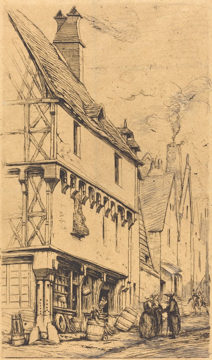 Starý dům v Bourges, nazývaný "La Maison du Musicien" (Starý dům v Bourges, někdy nazývaný "Hudební dům") od Charles Meryon