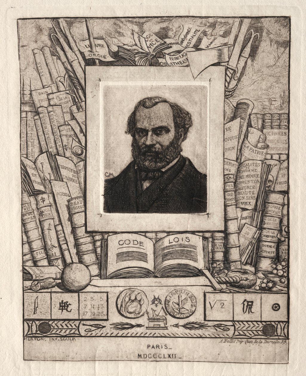 Armand Gueraud z Nantes, tiskař a dopisovatel, 1862. od Charles Meryon