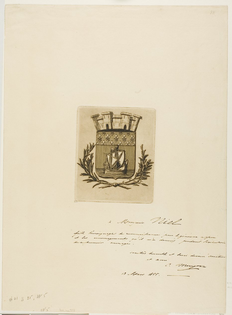 Znaky symbolizující město Paříž od Charles Meryon