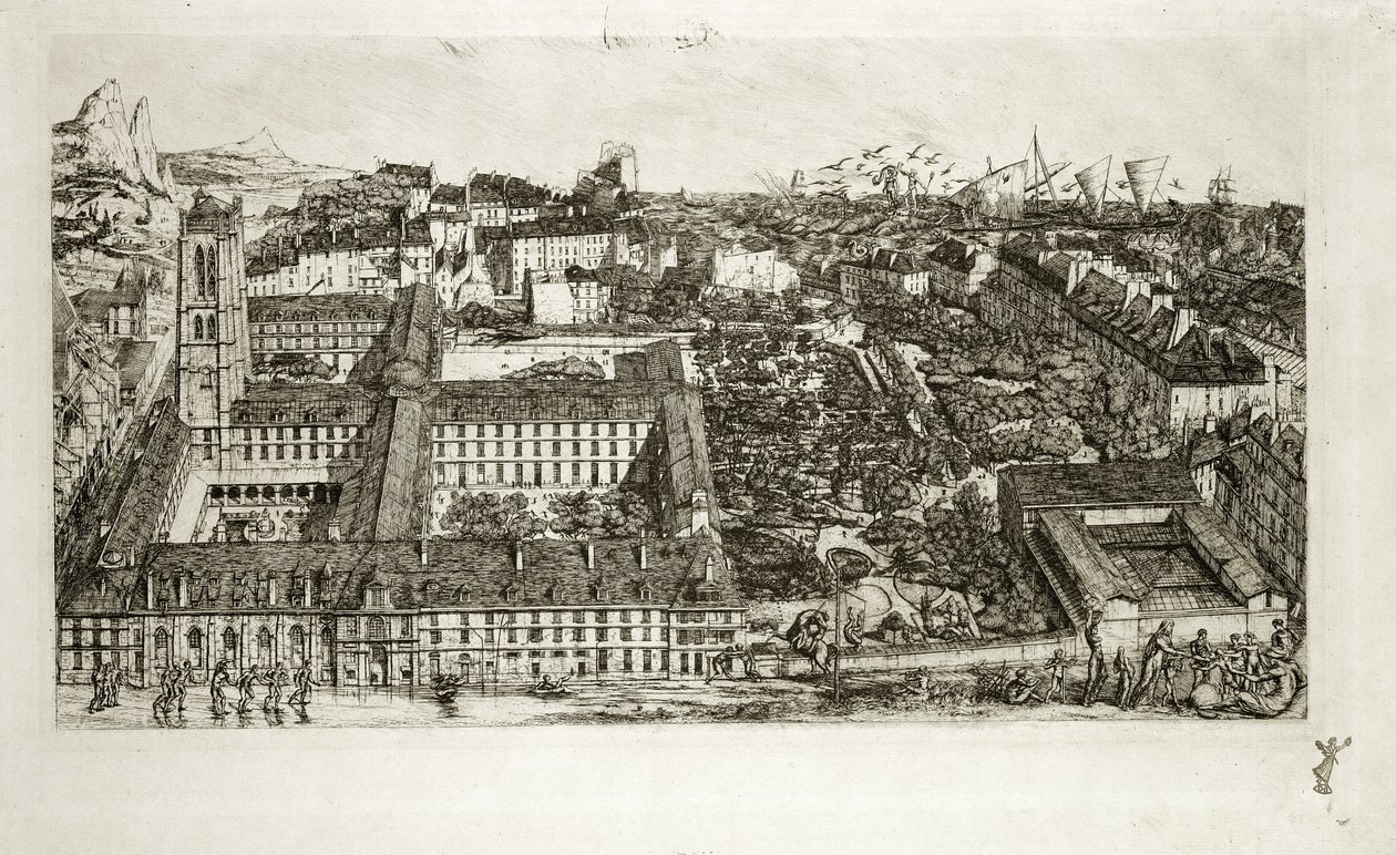 College Henri IV a Lycee Napoleon, 1864 od Charles Meryon