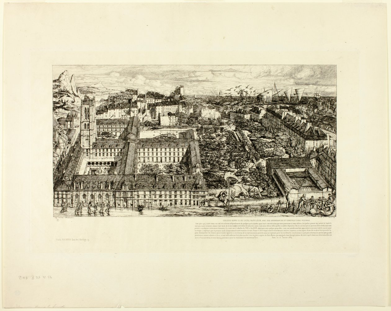 College Henry IV (nebo Lycée Napoléon), Paříž od Charles Meryon