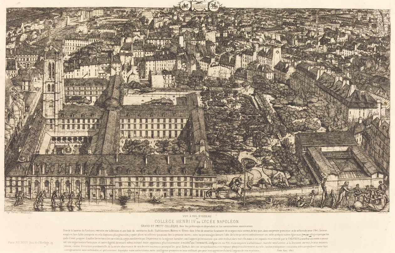 Collège Henri IV, Paříž, nebo Lycée Napoléon (Henry IV College nebo Napoleon School, Paříž) od Charles Meryon