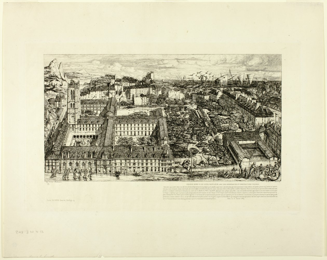 College Henry IV (nebo Lycée Napoléon), Paříž od Charles Meryon
