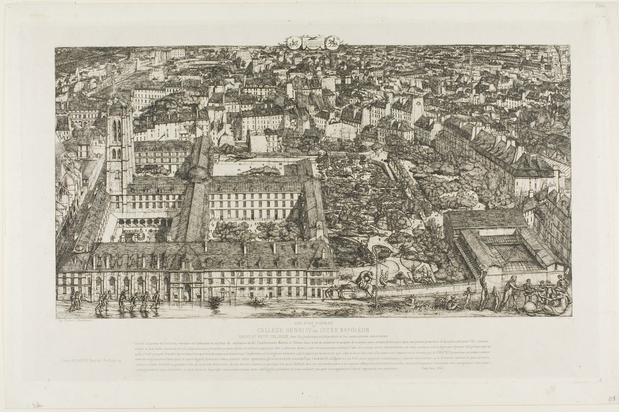 College Henry IV (nebo Lycée Napoléon), Paříž od Charles Meryon