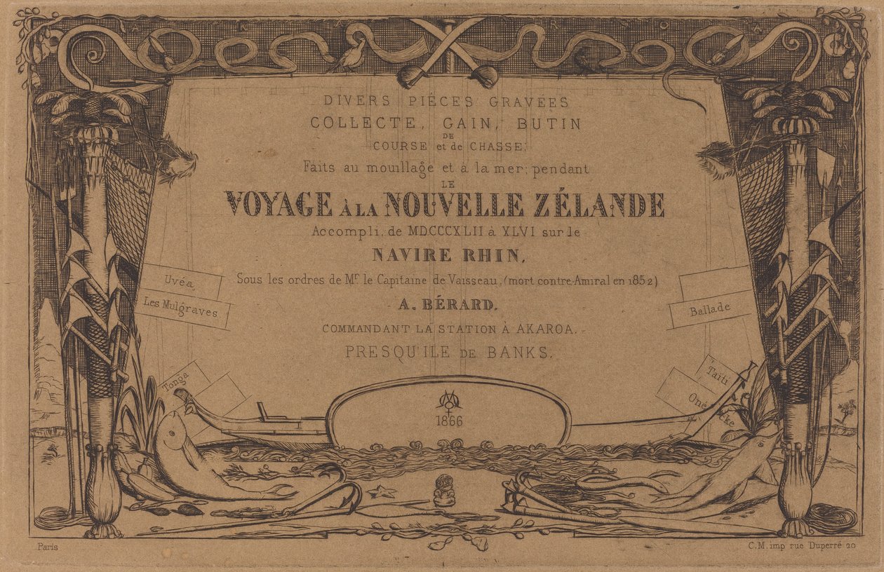 Obal na sadu leptů s názvem "Cesta na Nový Zéland" od Charles Meryon