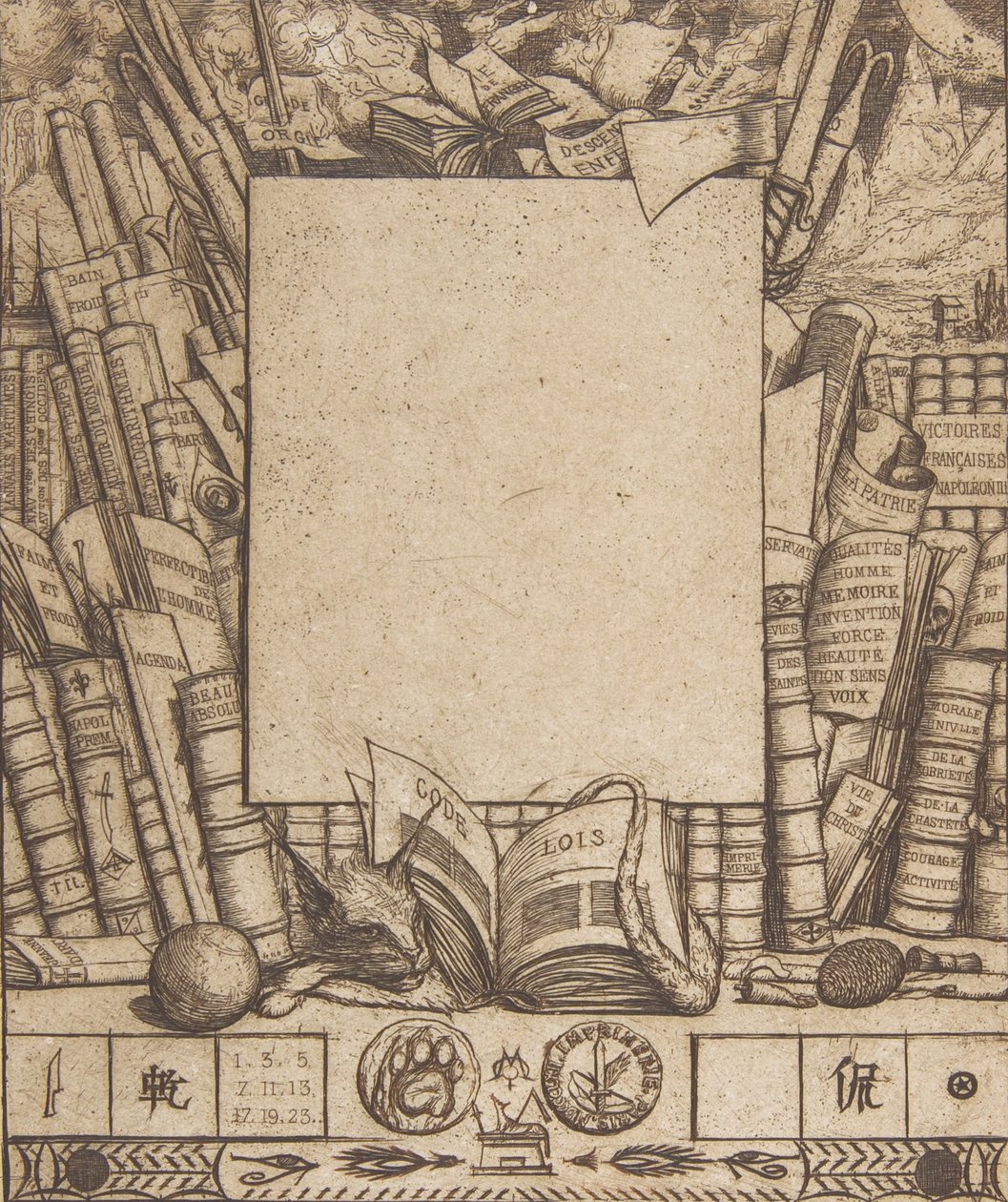 Návrh rámu pro portrét Armanda Guérauda, 1862. od Charles Meryon