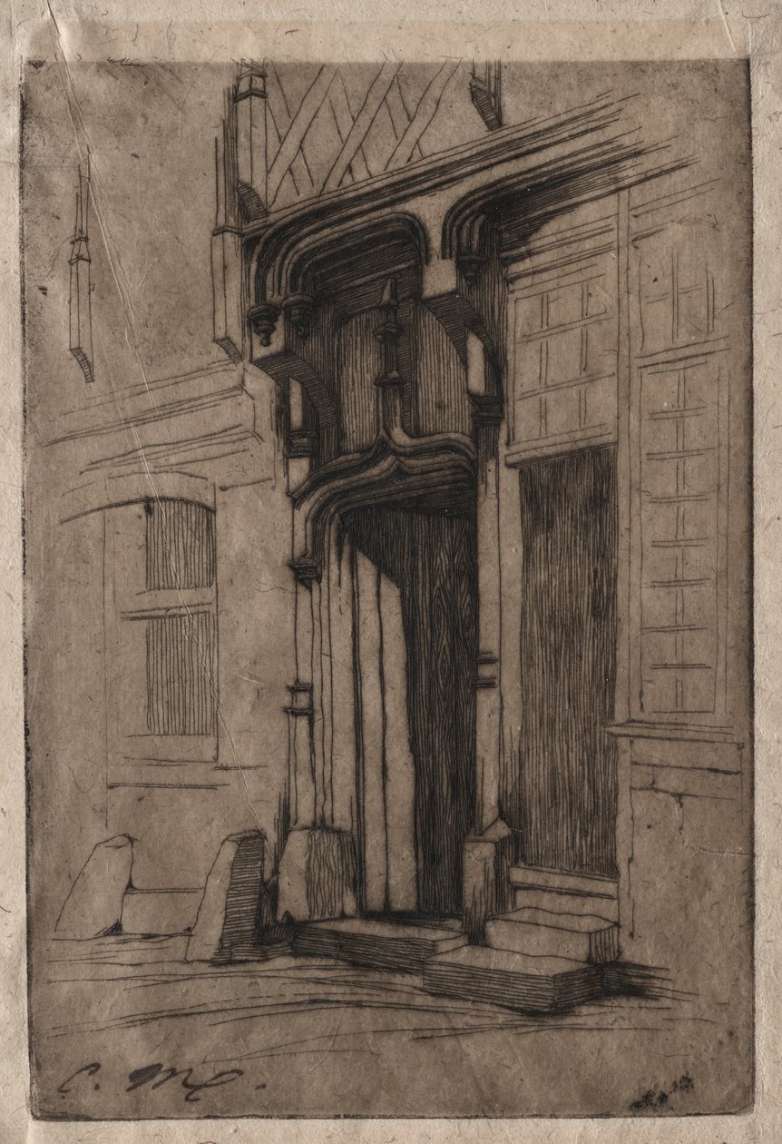 Brána starověkého kláštera v Rue Mirabeau, Bourges od Charles Meryon