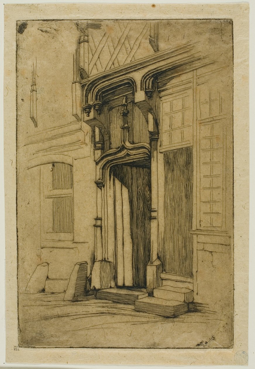 Brána starověkého kláštera, v rue Mirabeau, Bourges od Charles Meryon