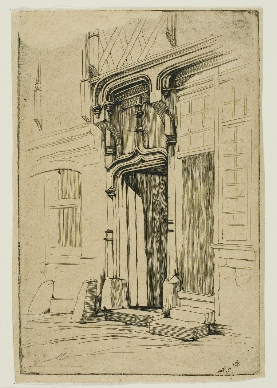 Brána starověkého kláštera, v rue Mirabeau, Bourges od Charles Meryon