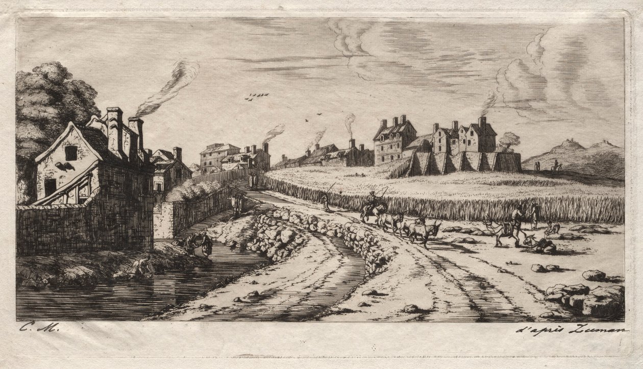 Vchod do Faubourg, Saint-Marceau, Paříž, 1850. od Charles Meryon