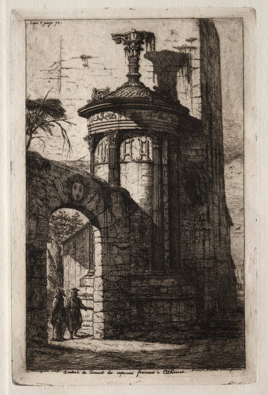 Vchod do francouzského kapucínského kláštera v Aténách, 1854. od Charles Meryon