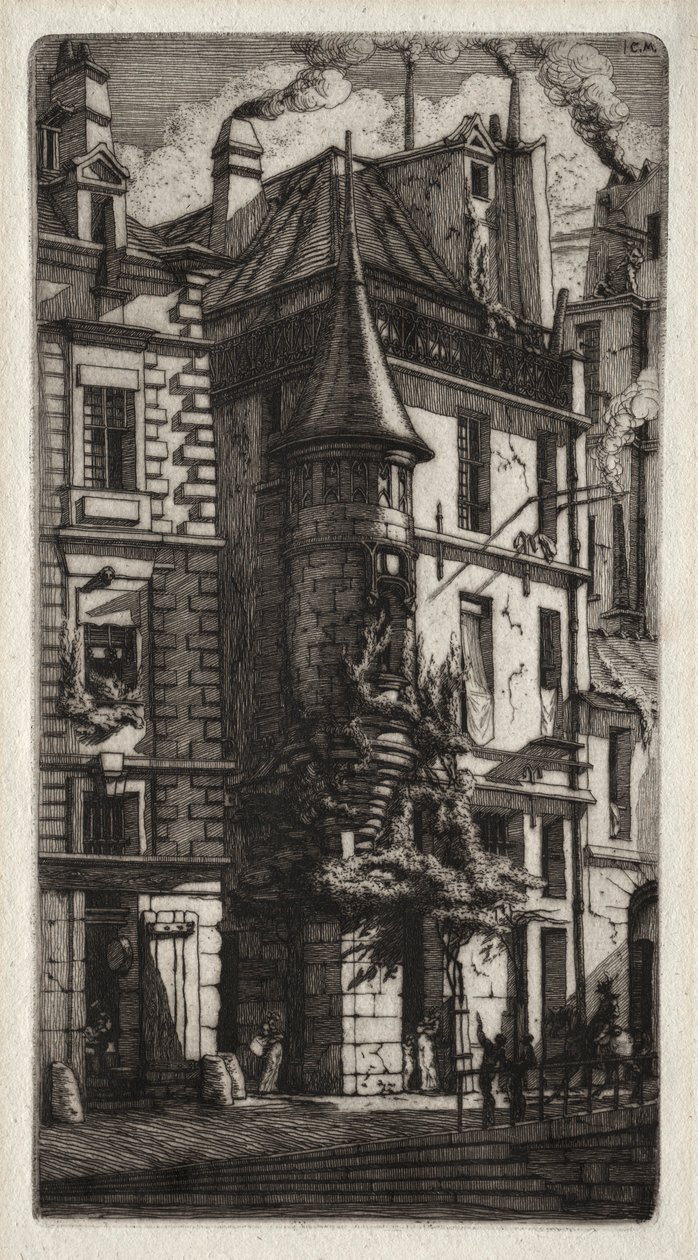 Etchings of Paris: House with a Turret, Weavers Street, 1852. od Charles Meryon