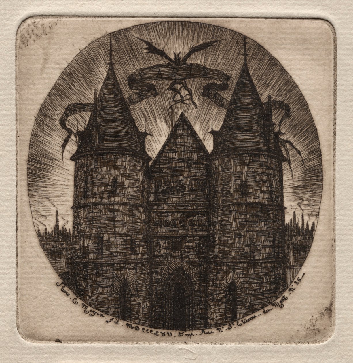 Lepty Paříže: Stará brána Justičního paláce, 1854. od Charles Meryon