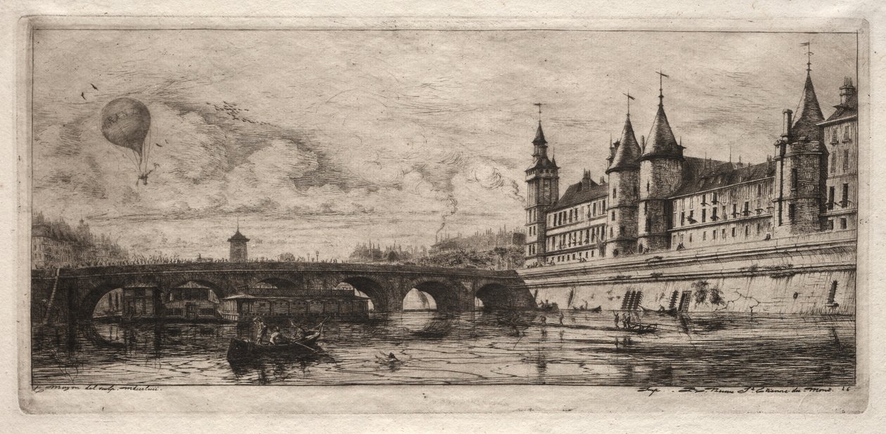Etchings of Paris: The Exchange Bridge, 1854. od Charles Meryon