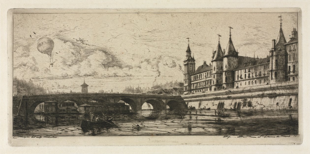 Etchings of Paris: The Exchange Bridge, 1854. od Charles Meryon