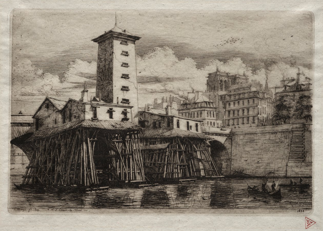 Etchings of Paris: The Notre Dame Pump, 1852. od Charles Meryon